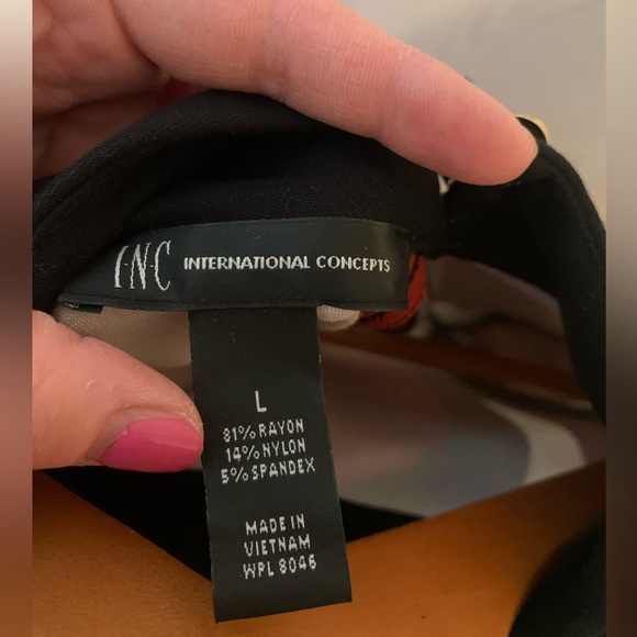 INC Long Sleeve High Collar Abstract Print Dress - Picture 7 of 7